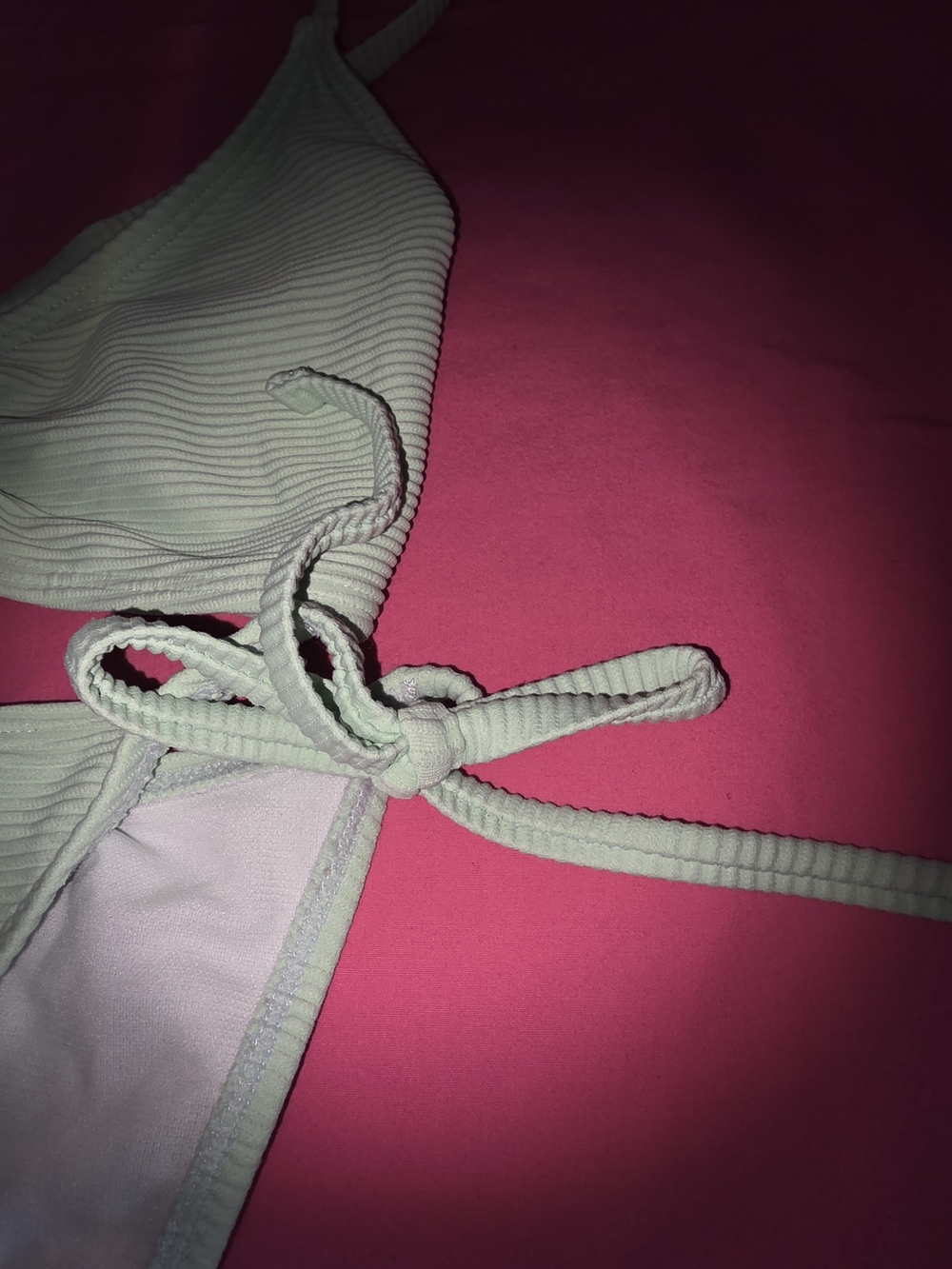 Light Green Ribbed Tie-Side Bikini Set - Picture 4 of 4